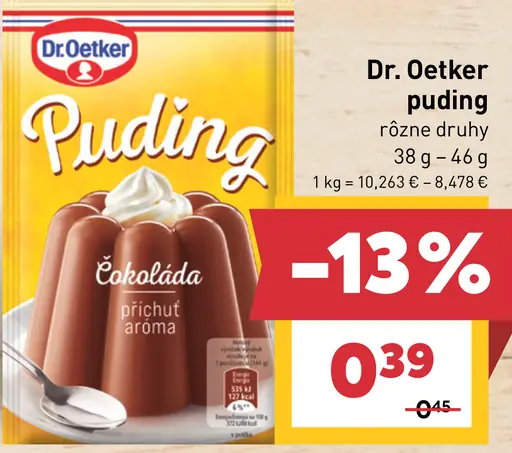 Dr. Oetker Puding rôzne druhy