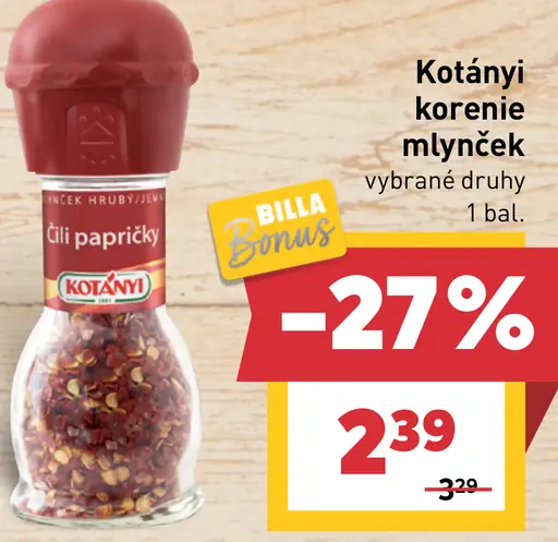 Kotányi korenie mlynček vybrané druhy
