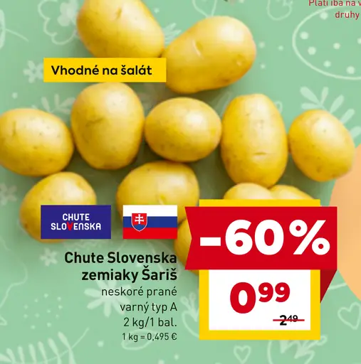 Chute Slovenska zemiaky neskoré varný typ A