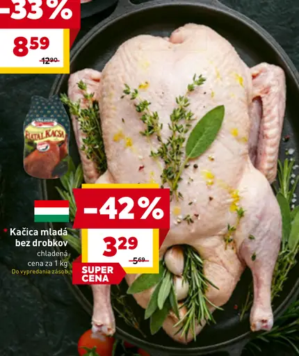 Kačica mladá bez drobkov chladená