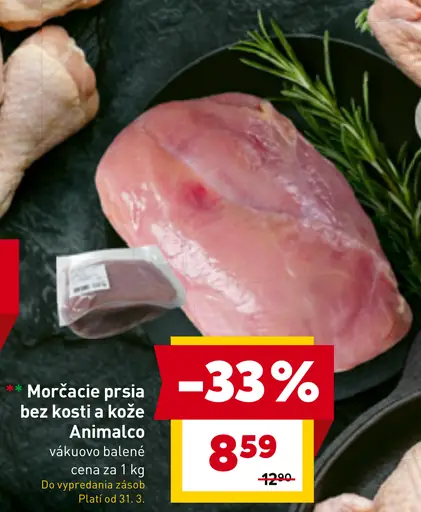 Morčacie prsia bez kosti a kože Animalco vákuovo balené