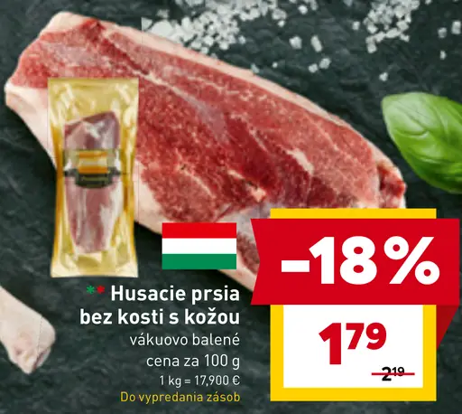 Kačacie prsia s kožou bez kosti vákuovo balené