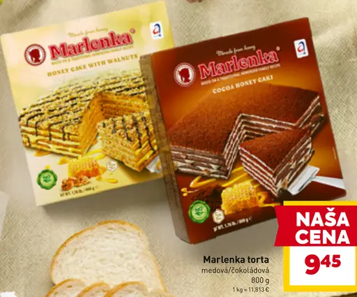 Marlenka torta medová, čokoládová