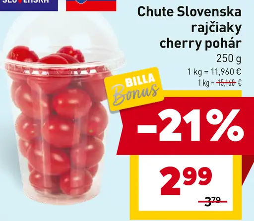 Chute Slovenska rajčiaky cherry pohár