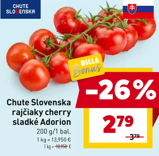 Chute Slovenska rajčiaky cherry sladké Adorion
