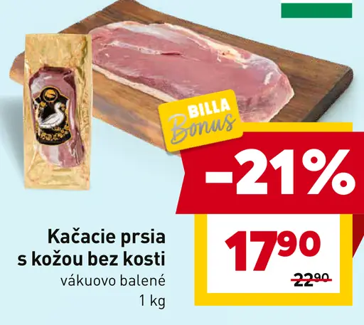Kačacie prsia s kožou bez kosti vákuovo balené