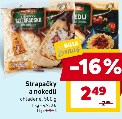 Strapačky a nokedľu chladené