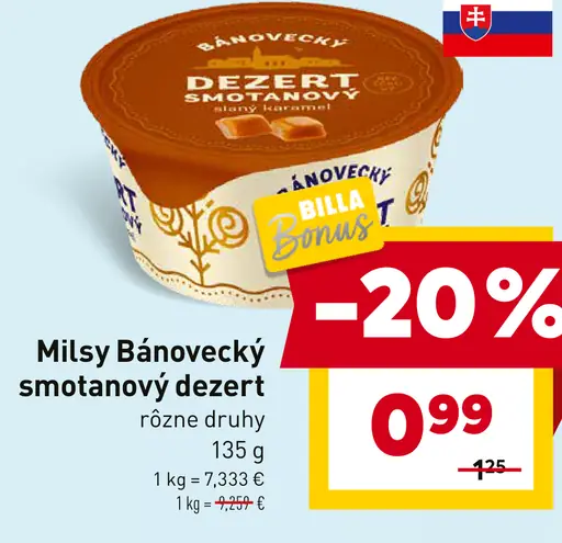 Milsy Bánovecký smotanový dezert rôzne druhy