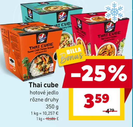 Thai cube hotové jedlo rôzne druhy