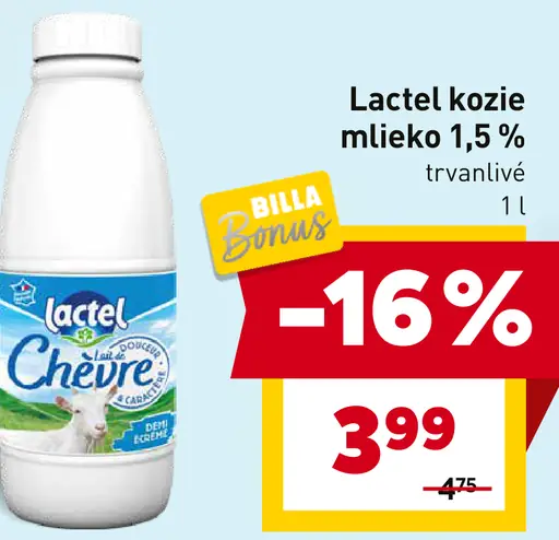 Lactel mlieko kozie 1,5 % trvanlivé