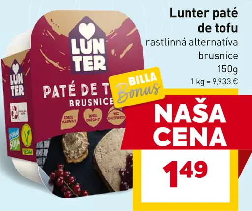 Lunter pašté de tofu brusnica