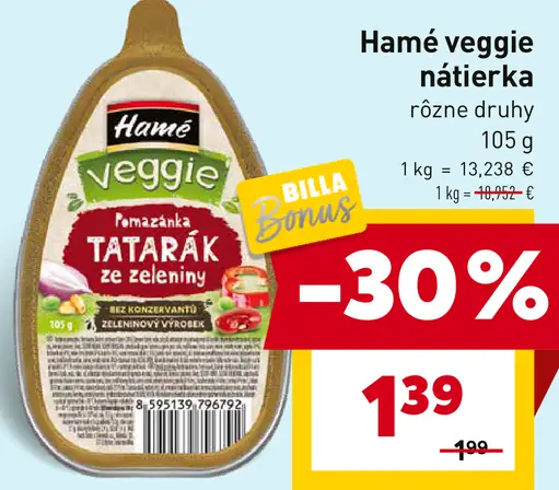 Hamé veggie nátierka tatarák zo zeleniny