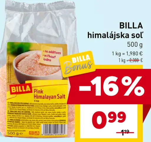 BILLA himalájska soľ