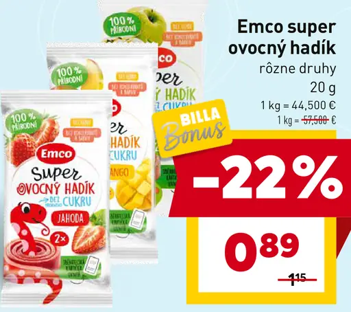 Emco Super ovocný hadík cukríky