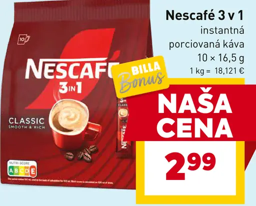 Nescafé 3 v 1 instantná porciovaná káva