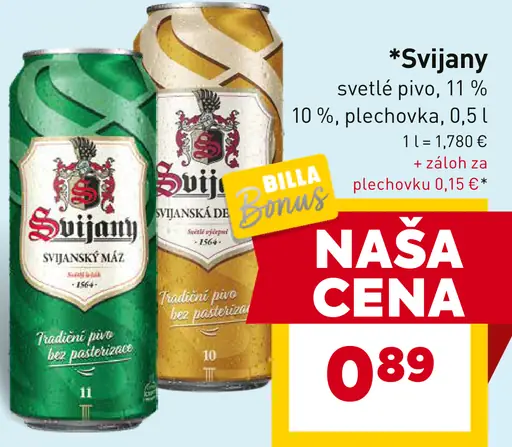 Svijany svetlé pivo plechovka