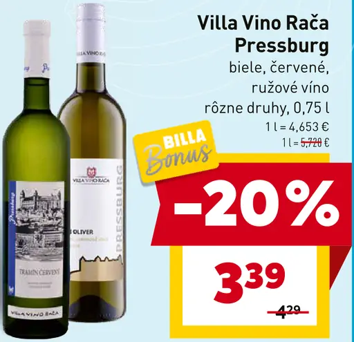 Villa Vino Rača Pressburg víno