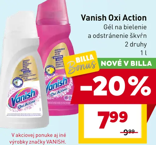 Vanish Oxi Action gél na bielenie a odstraňovanie škvŕn
