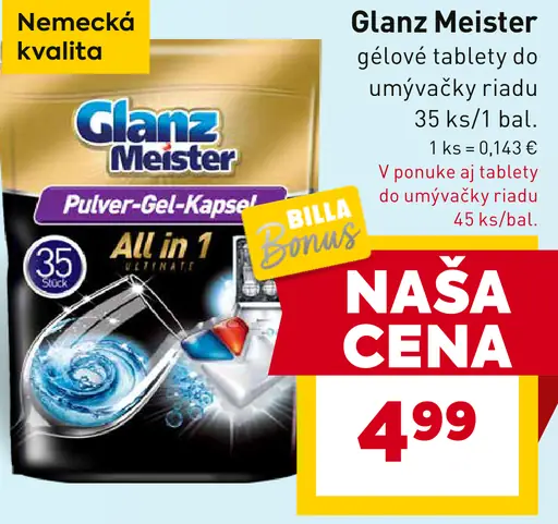 Glanz Meister tablety do umývačky riadu