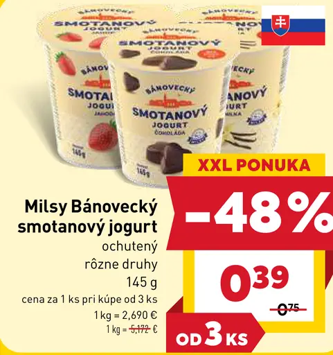 Milsy Bánovecký smotanový jogurt rôzne druhy