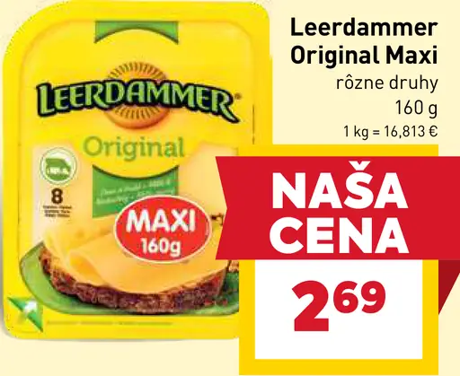 Leerdammer Original Maxi plátkový syr rôzne druhy