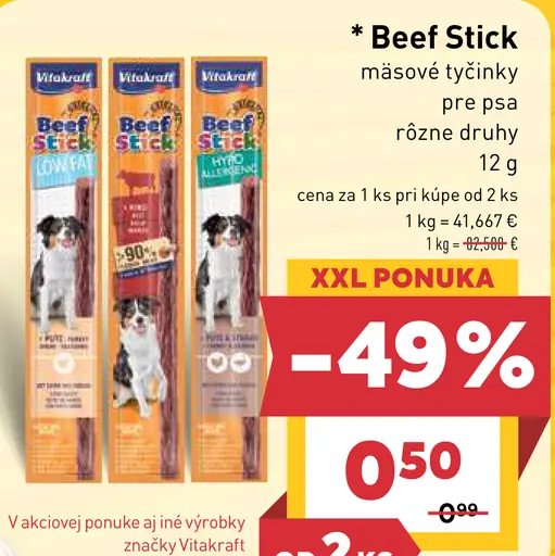 Beef Stick mäsové tyčinky pre psa rôzne druhy