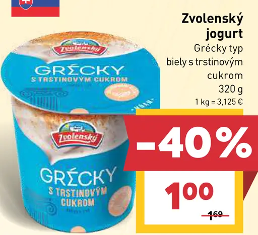 Zvolenský jogurt gréckeho typu s trstinovým cukrom