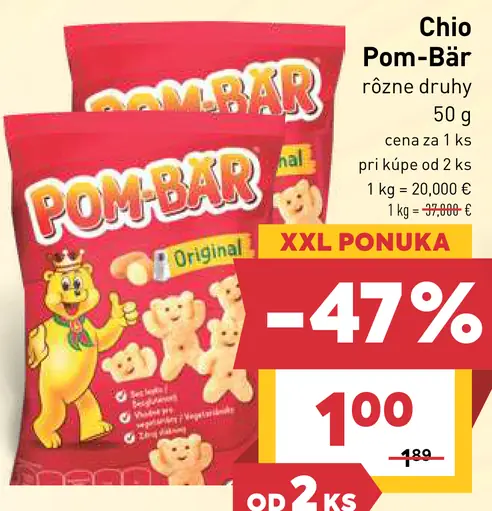Chio Pom-Bär zemiakové chrumky rôzne druhy