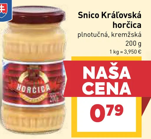Snico Kráľovská horčica plnotučná kremžská