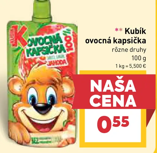 Kubík ovocná kapsička rôzne druhy