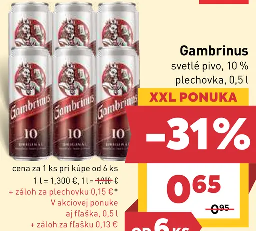 Gambrinus svetlé pivo plechovka