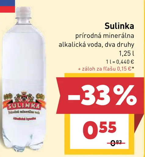 Sulinka Alkalická kyselka prírodná minerálna voda