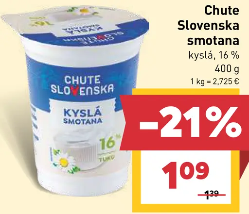 Chute Slovenska smotana kyslá 16%