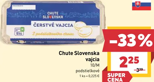 Chute Slovenska čerstvé vajcia podstielkové 10/M