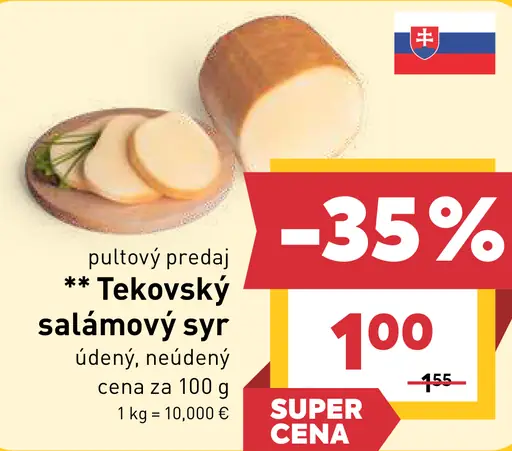 Tekovský salámový syr údený, neúdený