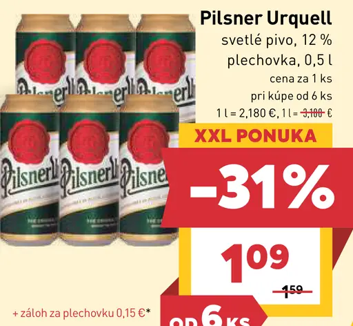 Pilsner Urquell svetlé pivo 12%