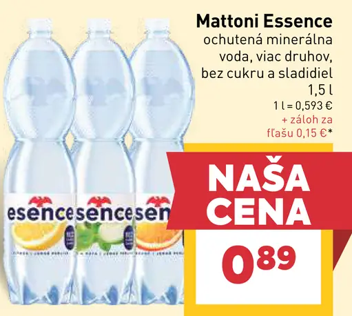 Mattoni esence ochutená minerálna voda bez cukru a sladidiel