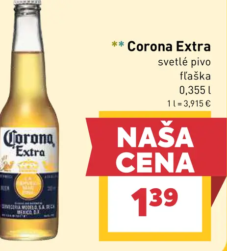 Corona Extra svetlé pivo fľaša