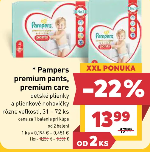 Pampers premium pants, premium care detské plienky a plienkové nohavičky