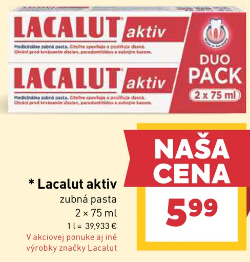 Lacalut Sensitive zubná pasta duo pack