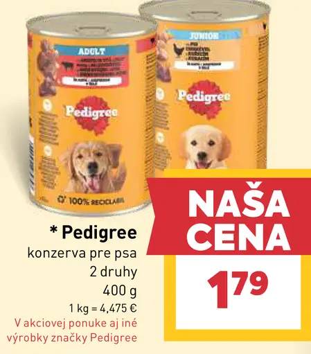 Pedigree konzerva pre psa 2 druhy
