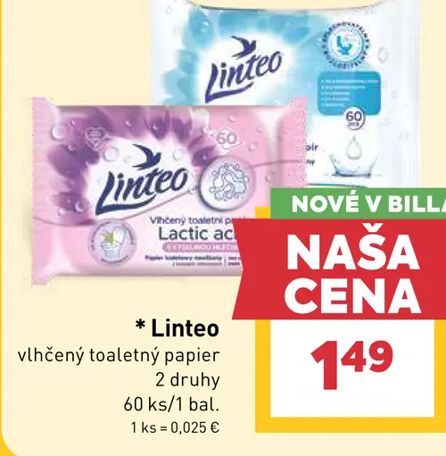 Linteo vlhčený toaletný papier 2 druhy