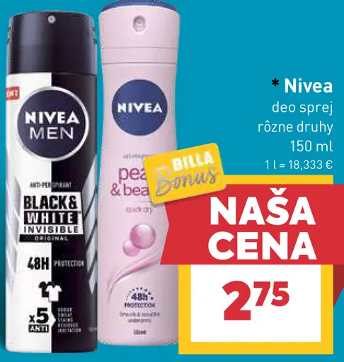 Nivea deo sprej rôzne druhy