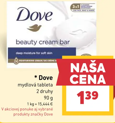 Dove mydlová tableta 2 druhy