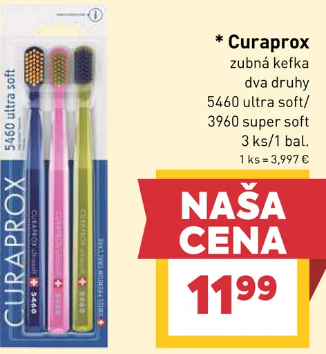 Curaprox zubná kefka 5460 ultra soft alebo 3960 super soft 3 ks