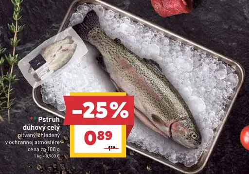 Pstruh dúhový celý pitvaný chladený v ochrannej atmosfére