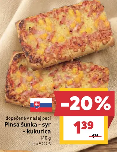 Pinsa šunka-syr-kukurica