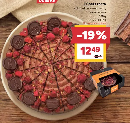 L'Chefs torta čokoládová s malinami