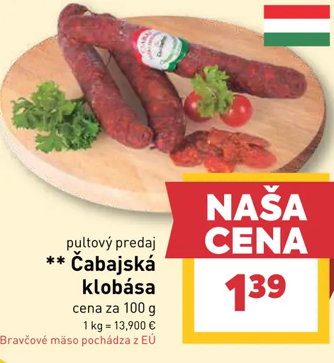 BILLA Čabajská klobása