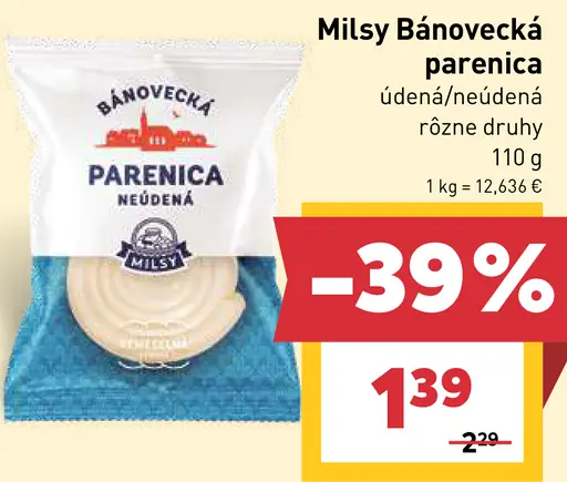 Milsy Bánovecká parenica údená / neúdená syr